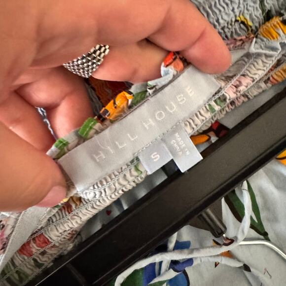 Hill House Lucy Nap Halter Dress Blue Floral Neck Smocked Sleeveless Sz S - Picture 5 of 6